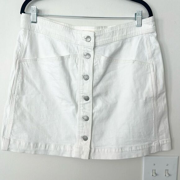 Madewell Stretch Denim A-Line Mini Skirt in Tile White: Button-Front Edition 14 - Picture 2 of 7